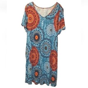 Weaczzy T-shirt Dress Mandela Midi Boho Spring Pockets Stretch Woman Plus 2x New